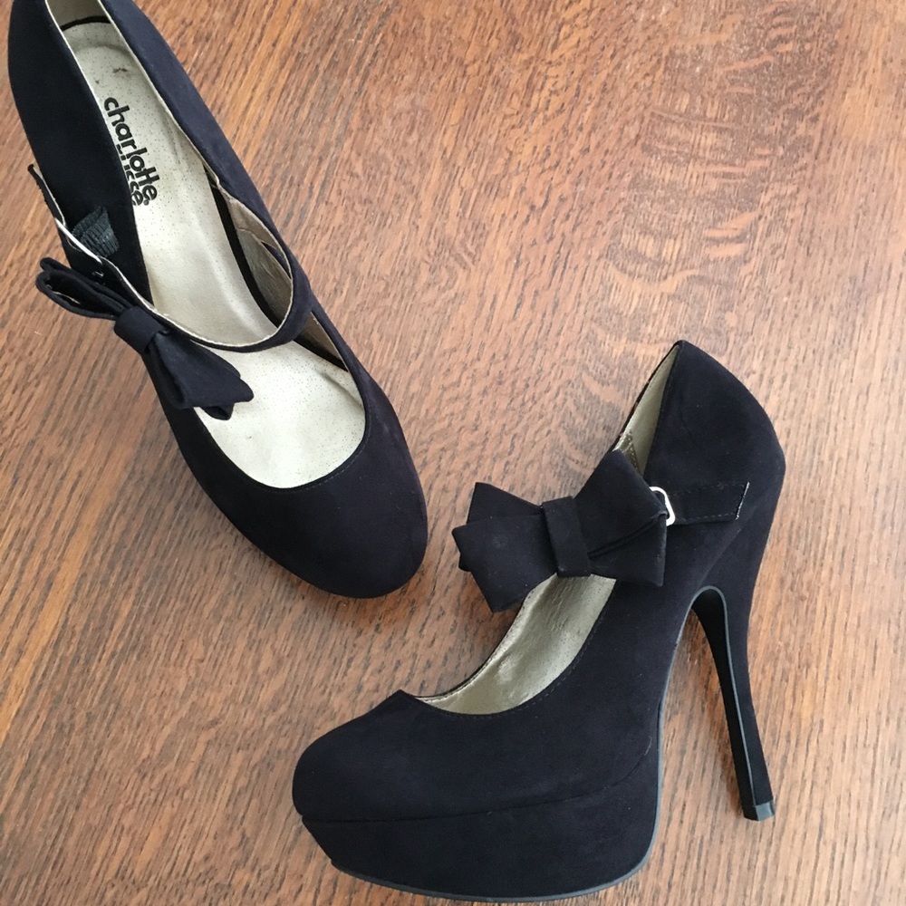 CharlotteRusse | Black Faux Suede Platform Heels